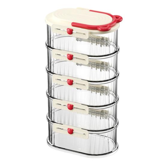 3/4/5 ks Uzavřená sklenice Stohovatelná sada úložných boxů na koření Kompaktní design Průhledné nádoby na koření Organizér do zásuvky na koření