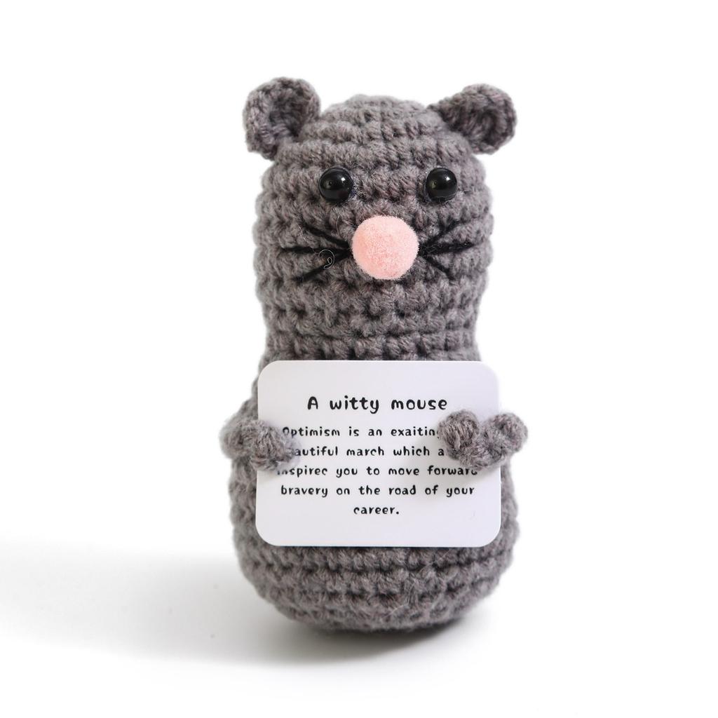 Positive Crochet Potato Doll with Card Handmade Knitted Emotional Support Hug Pocket Cucumber Ornament Room Decor Christmas Gift