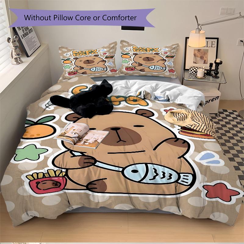 

3pcs Capybara Bedding Set. Soft and Comfortable with No Core Included (1x Duvet Cover + 2x Pillow Covers) yy251009260 135x200cm