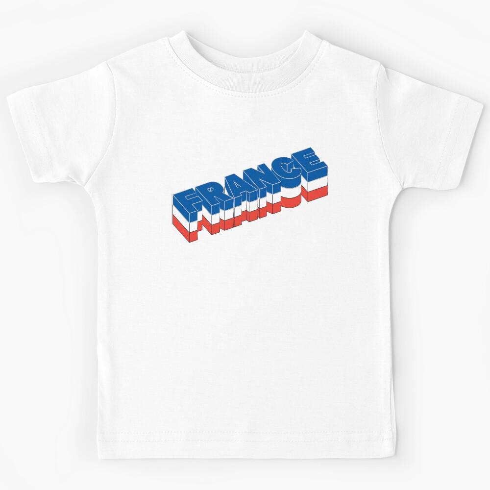 France 3D Text in Flag Colors Kids T-Shirt 170