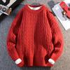 Men's Faux Two-Piece Cable Knit Round Neck Sweater