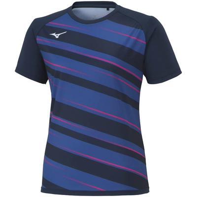 Mizuno Table Tennis Game Short JTTA XL Shirt, Sleeve, U-Neck, Moisture-Wicking, Quick-Drying, Certified, 82JAA214, Women's, Navy,