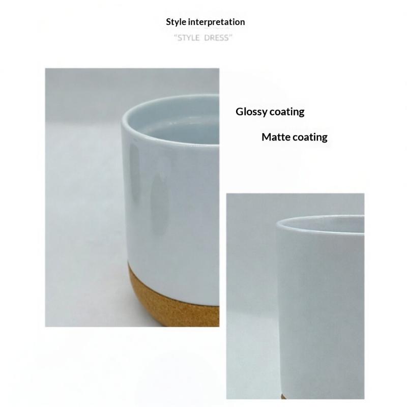 Frosted Ceramic Coffee Mug Cork Bottom Lead Free 400ml Milk Water Cup for Travel Hiking Outdoor Activity
