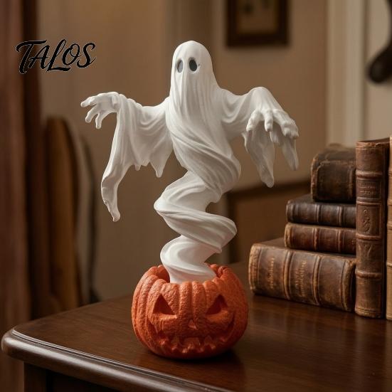 Festliche Herbst-Saisonale Dekoration Wirbelnder Geist Kürbis Hoflampe, Beleuchtete Gruselige Statue, Warme LED Außen Innen Halloween Dekorationen Dekor, Herbst