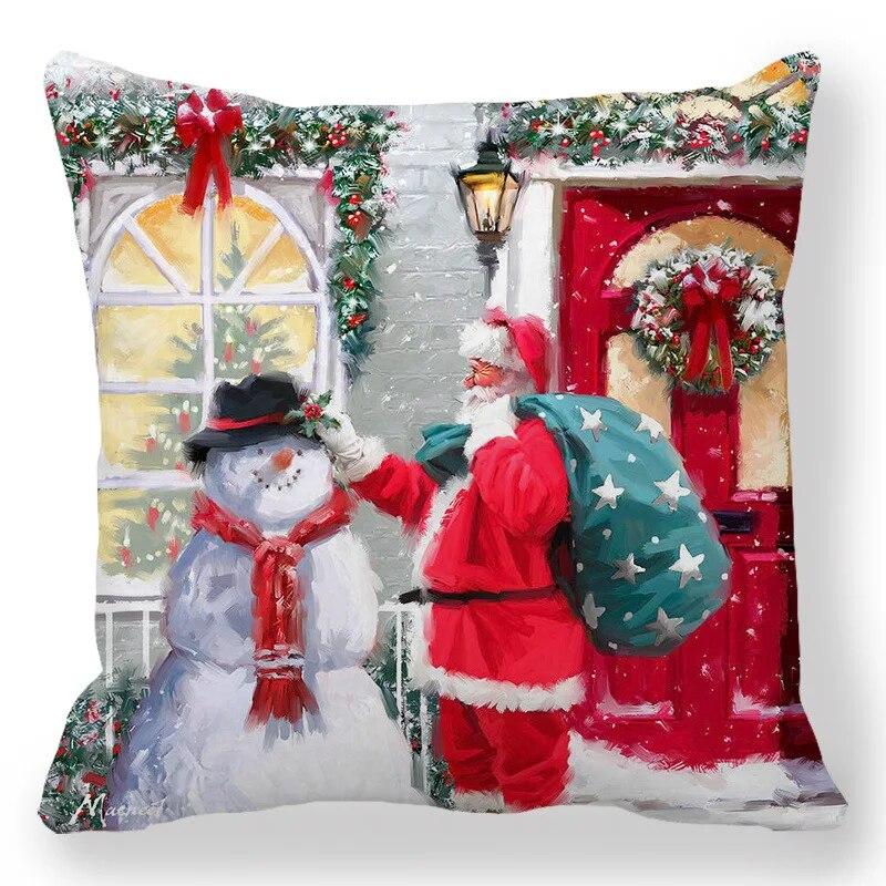 Santa Claus Home Decor Gedruckt Kissen Fall 2024 Neue Jahr Weihnachten Schlafzimmer Wohnzimmer Sofa Dekoration Kissenbezug Kissen Abdeckung