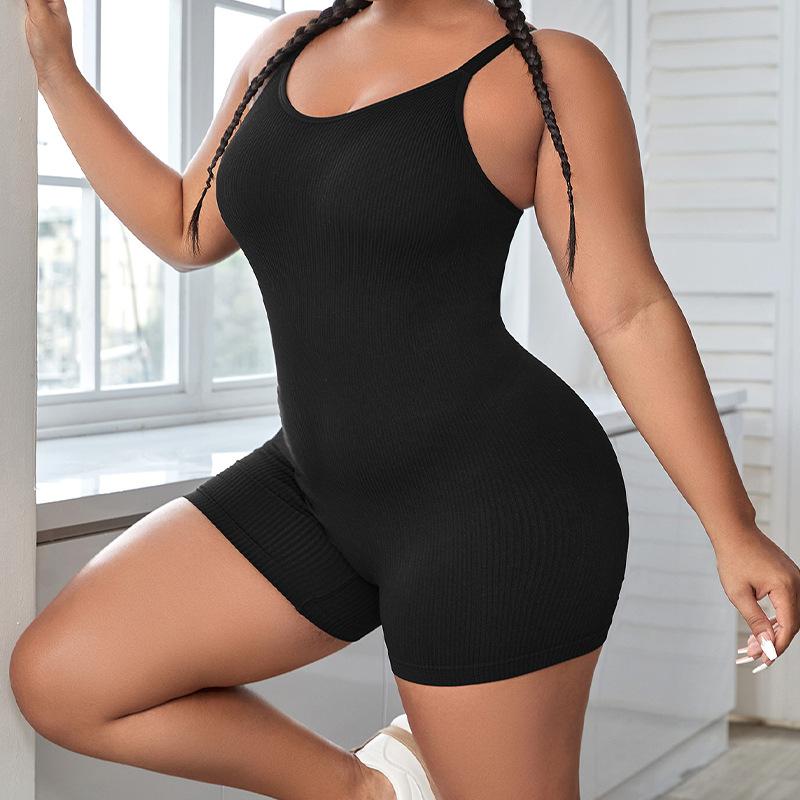 Sports Tight Fitting Abdominal Jumpsuit, Seamless Shaping, Detachable Shoulder Straps, Plus Size Sports And Fitness Jumpsuit For Women
