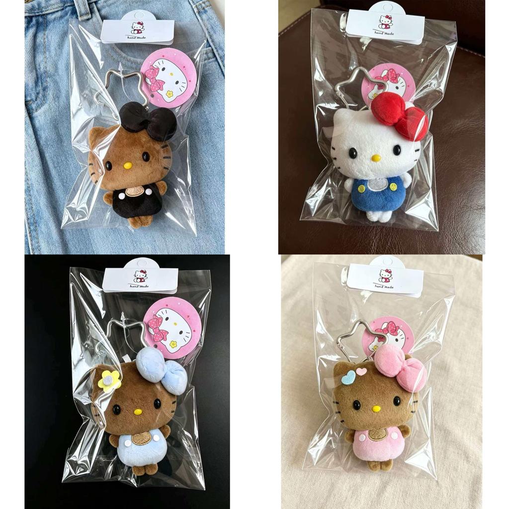 Kt Cat Plush Keychain With Leopard Print And Bow For Bag Decor