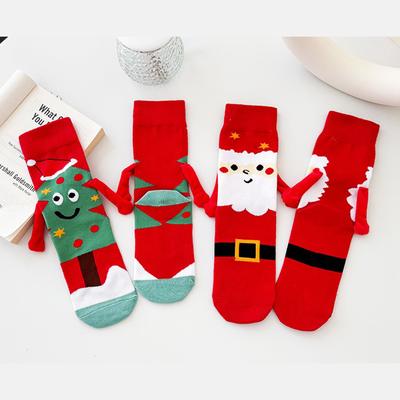 Calcetines Manos Cogidas Elásticos Imán Calcetines de Mano Dibujos Animados Cómodos de Algodón Media Caña Regalo Divertido Para Año Nuevo Navidad