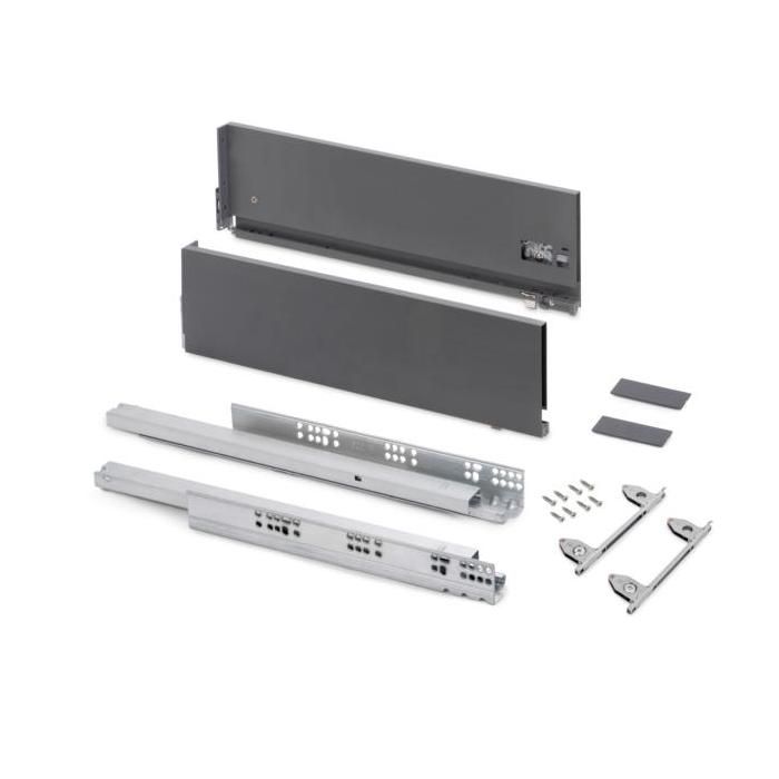 Emuca Tiroir Extérieur Vertex Avec Réglages 3D Hauteur 178mm, 40kg, Profondeur 450mm, Acier, Gris Antracite