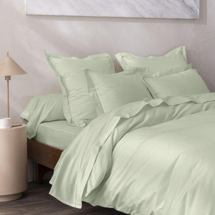 Housse de couette percale de coton peigné "Julian" toutes dimensions Coton Pur - Julian Vert d'Eau - Housse de couette 240 x 220 cm