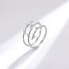 Elegant Adjustable S925 Sterling Silver Bamboo Ring - Double Layer Open Chinese Style Women's Accessory