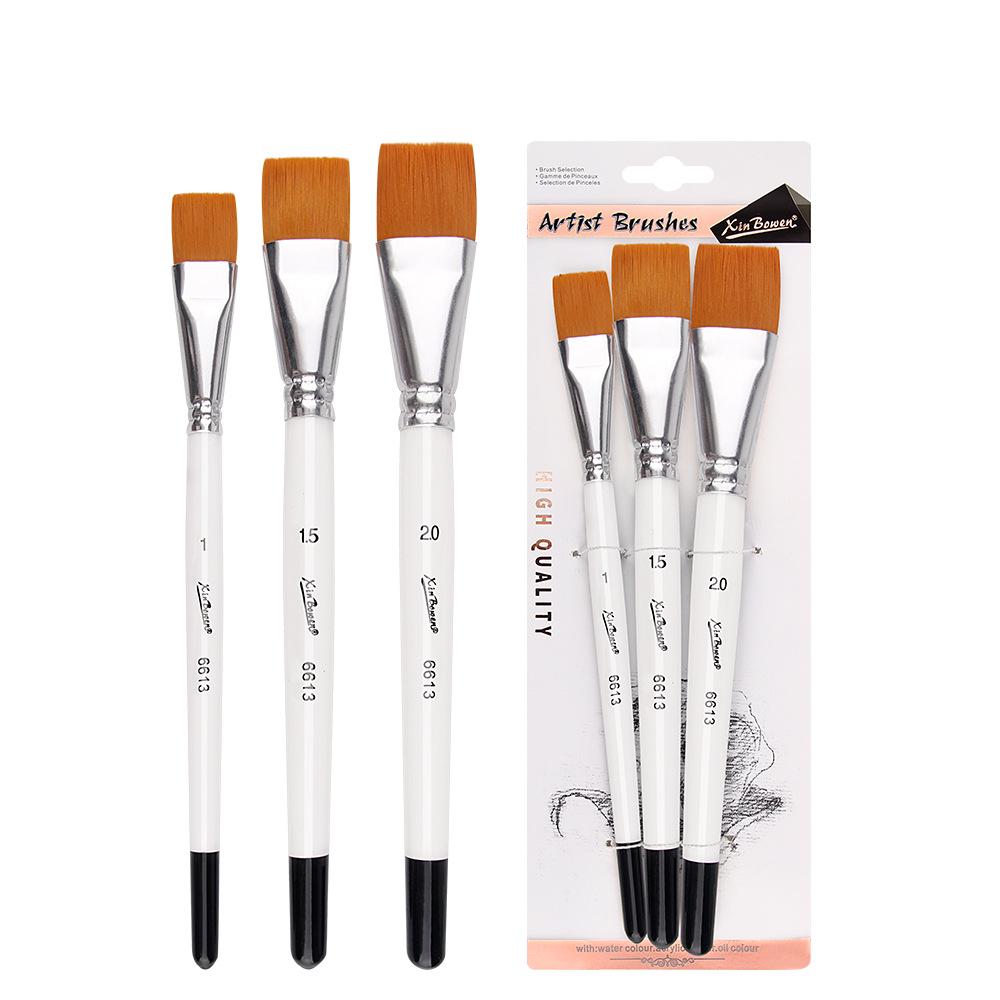 3-Piece Short Handle Nylon Art Brush Set for Watercolor and Acrylic Painting