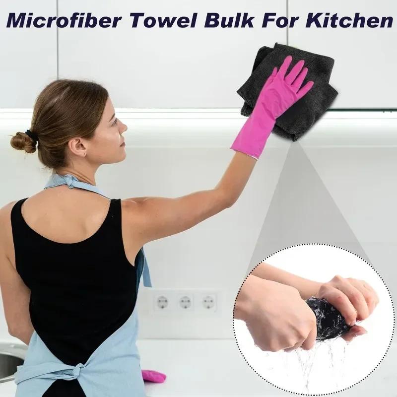 Black Ultrafine Fiber Cloths Household Rag Car Clean Polyester Pure Cotton Quick Drying Duster Kitchen Towel Dish Cloth Scouring Pad