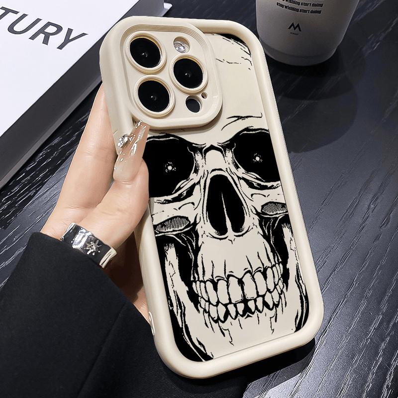 Minimalist Black Skull Pattern Silicone Soft Phone Case For iPhone 17 16 15 Pro Max 14 13 12 11 Pro 17 Air 16E XS X XR Cover