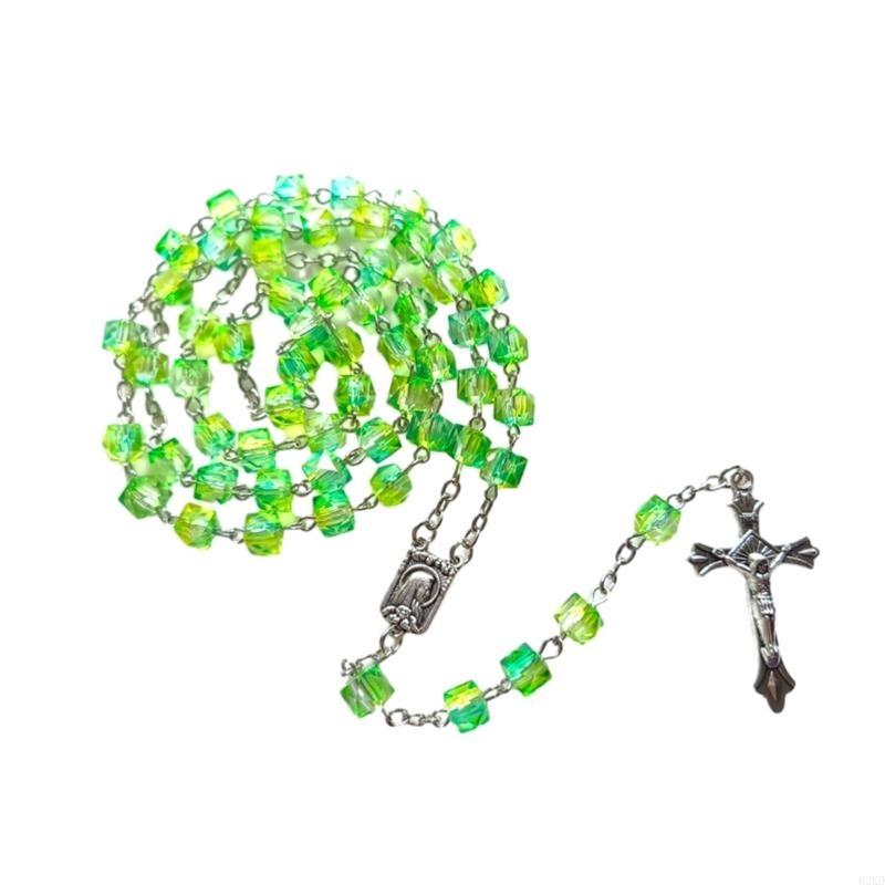 62KD Eye Catching Colors Necklace Rosary Necklace Perfect for Any Occasion for Christmas Party Church Decorations