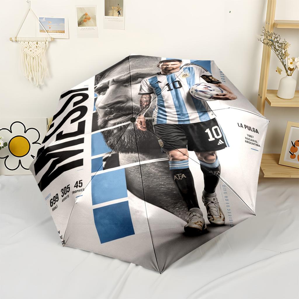 Football Player Action Compact Travel Automatic Umbrella Compact & Durable 8-Rib Design Durable Plastic & Iron All-Season Umbrella for Travel