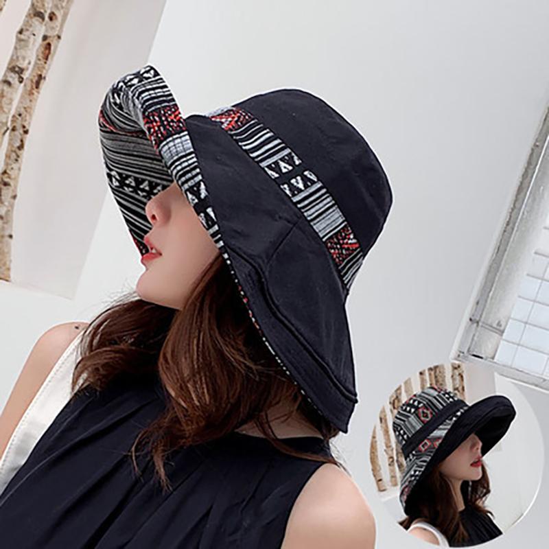 Women Wide Brim Reversible Sun Hats Summer UV Protection Beach Fishing Bucket Hat for Hiking Garden Beach Travel