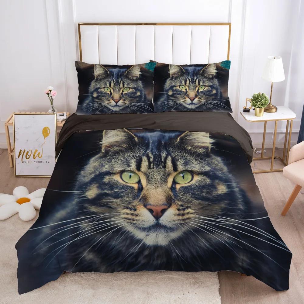 White Pet Cat Beding Set Colorfast Adult Peoples Children Winter Soft Duvet Cover Sets Children Kids,twin Ful Quen King Bedrom Set Home Textile