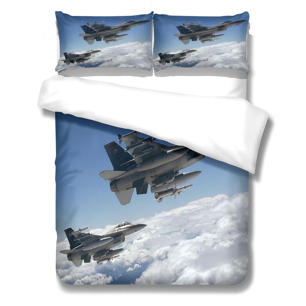 Blaze Fighter Jet Duvet Cover Set King Queen Double Full Twin Single Bed Linen Set