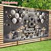2D Elegant 18th Birthday Backdrop "Happy Birthday" with Diamond Number 18 Party Background