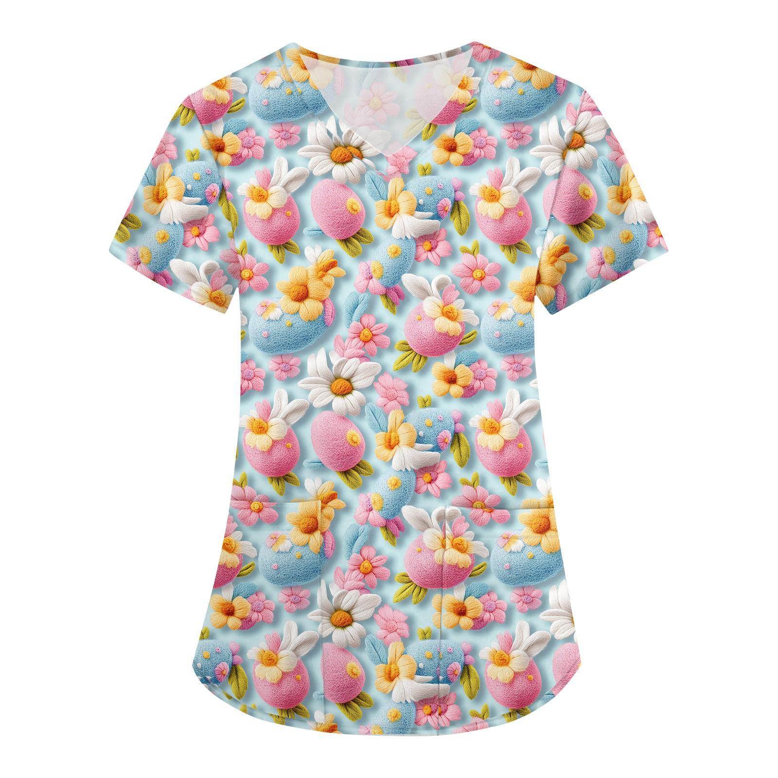 

Женская печатная униформа рабочая униформа с V-образным вырезом и карманами защитная униформа защитная униформа XXXL розовый