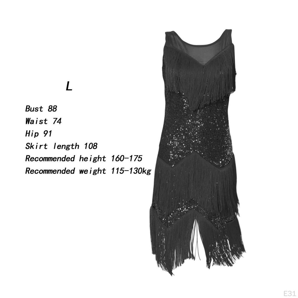 Elegantes Latein-Tanzkleid mit schimmernden Pailletten und Fransenrock