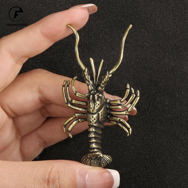 Solid Brass Crayfish Ornament Vintage Animal Pen Holder Desktop Decorations Crafts Collections Lobster Figurines Miniatures Pets