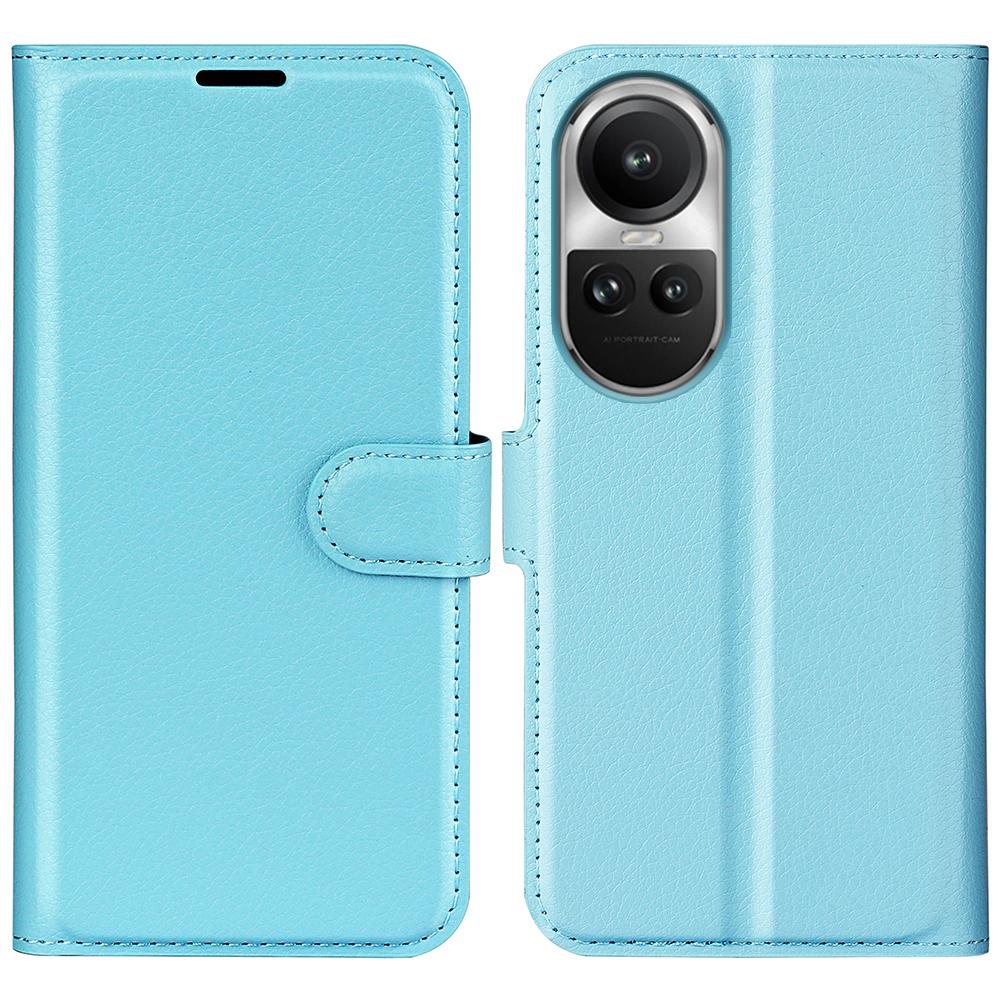 

Litchi Texture PU Leather Phone Cover for Oppo Reno10 5G (Global) Wallet Stand Protective Phone Case Blue
