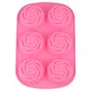 6-Hohlraum Rosenförmige Silikon Pudding Schokoladenkuchen Form Mikrowellen- Gefrierschrankfest Rosa