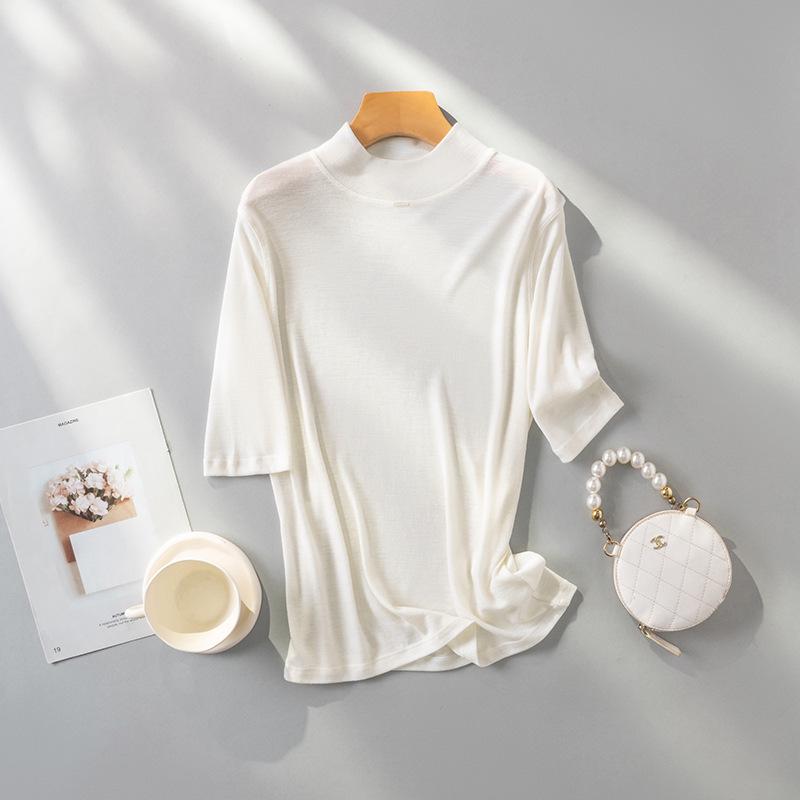 Puyuan 2025 Women's High Neck Merino Wool Base Layer - Classic Autumn/Winter Mid-Sleeve Essential