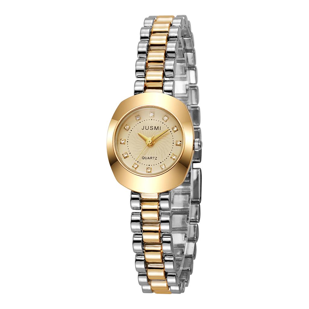 Women's exquisite fashion high appearance level drill point dial small dial steel band quartz watch.