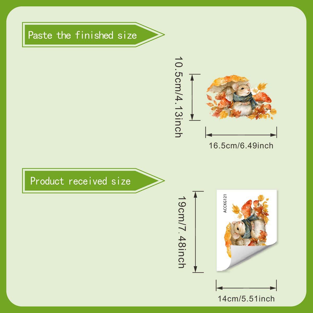 Наклейка-гриб акварельная Наклейка на стену с мышью Самоклеящаяся Съемная Водонепроницаемая Нескользящая Наклейка