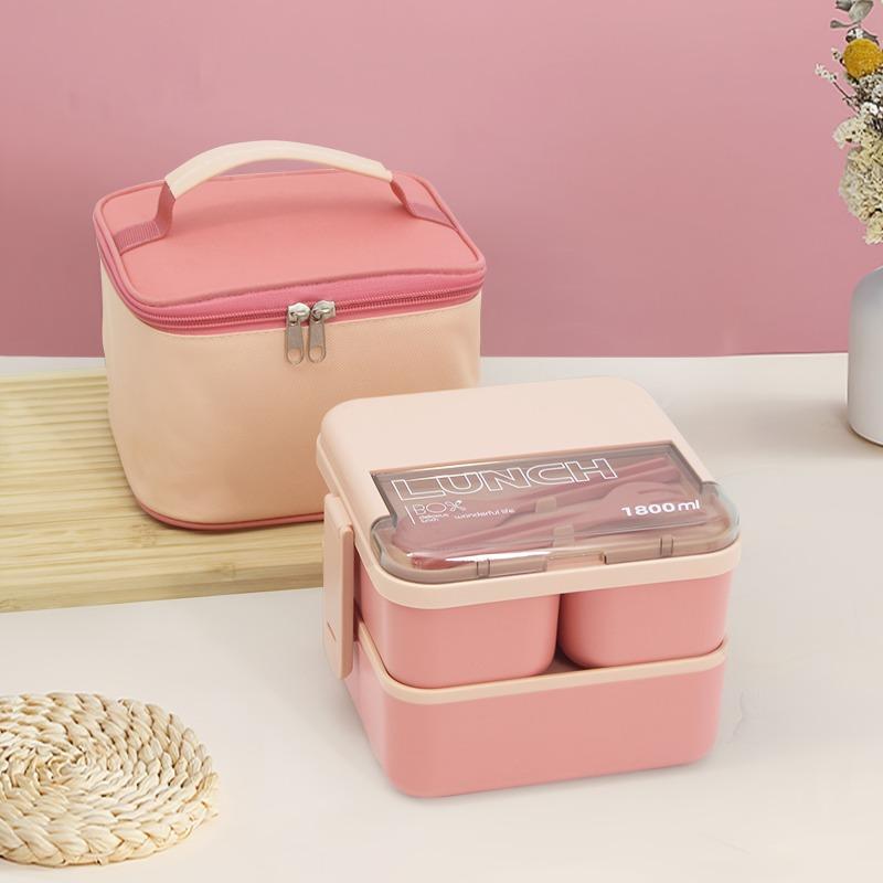2pcs/set Large-capacity Portable Lunch Box Set Insulated Lunch Box with Tableware - Suitable for Schools and Offices Durable