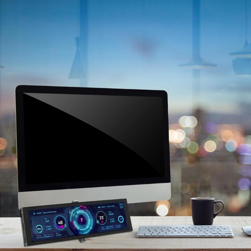 Aluminum Frame Screen 8.8Inch IPS Computer Status Display Sub-Screen 480x1920 Wide Viewing Angle USB Connection