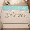 Coastal Beach Themed Welcome Mat with Seashells Starfish Print Soft Non-Slip Mat for Living Room Balcony Home Decor