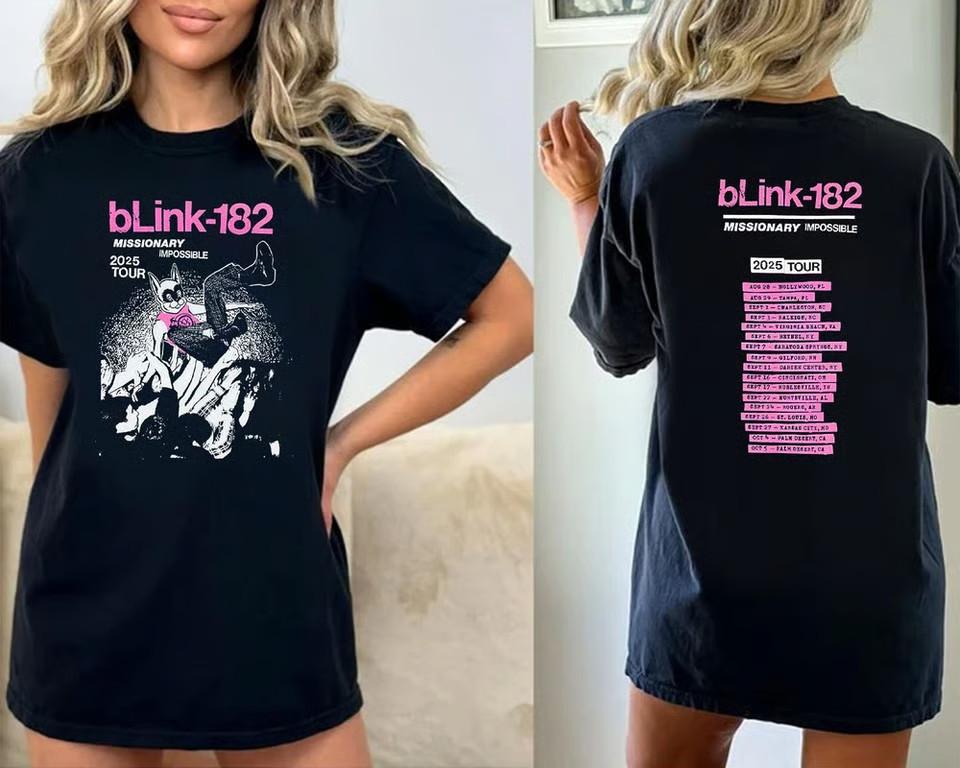 Blink 182 Missionary Impossible 2025 Tour Unisex 2025 Double Sided T-Shirt Unisex T-Shirt M