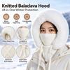 Ear Coverage Knitted Balaclava Diamond Pattern Integrated Cold Protection Hat Women