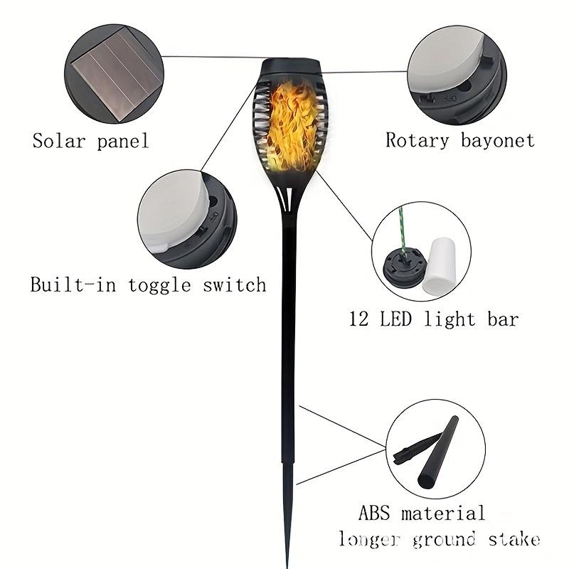 1/2/4pcs 12LED Solar Flame Light Outdoor Torches Landscape Lamp For Outdoor Courtyard Garden Yard Halloween Decorations