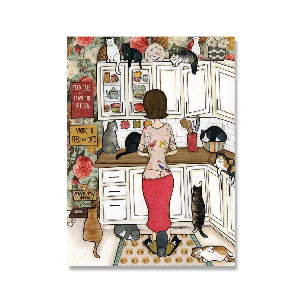 

Забавные черные кошки, леди, принты в прачечной, постеры, скандинавский цвет, абстрактная картина на холсте, настенная живопись, туалетные картинки, декор для ванной комнаты 21x30cm No Frame