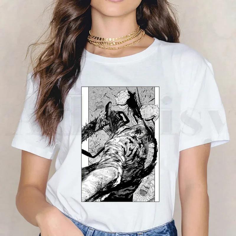 

Женские топы с короткими рукавами и рисунком аниме «Человек-бензопила», манга Pochita Makima, футболки Harajuku, винтажные футболки, женская футболка XXXL