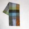 Autumn and winter European and American color matching AC imitation cashmere thick fringed scarf rainbow plaid mohair warm female student plus