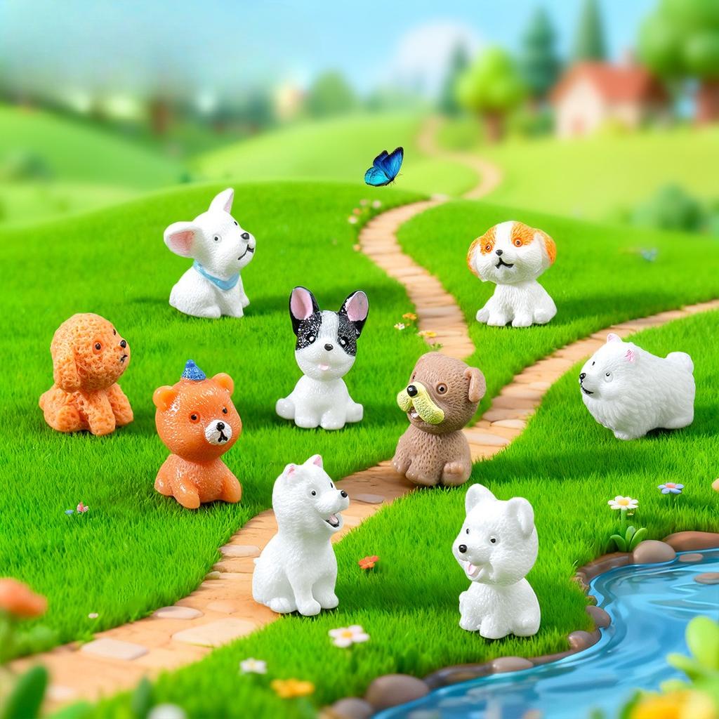Mix 12 Mini Cute Puppies, Micro Landscape Resin, Creative Simulation Cartoon Dog Ornaments, Diy Dog Decoration Accessories