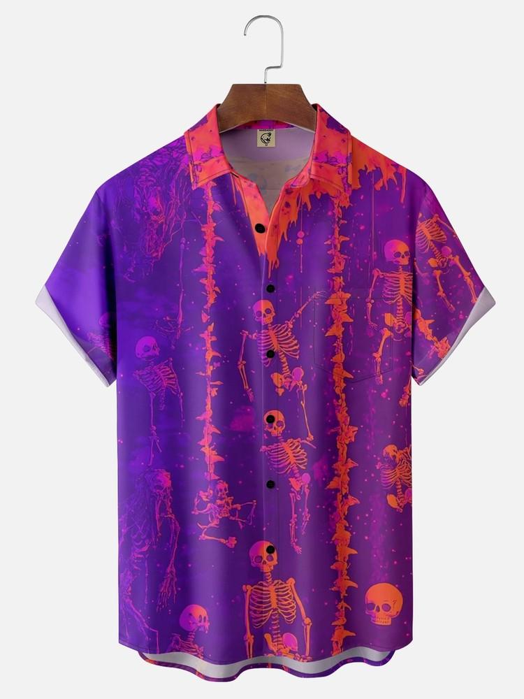 Moisture-wicki wbr/ ng Halloween Skull Art Avant-garde Chest Pocket Casual Shirt Unisex T-Shirt M