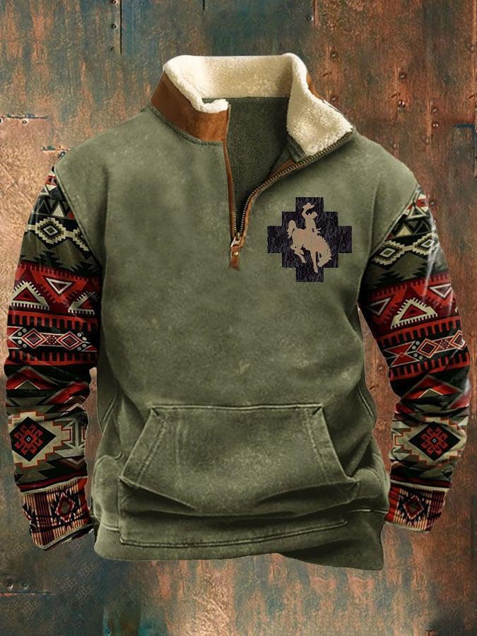 

Men s Casual Pullover Sweatshirt Half Zip Knit Patterned Fleece Lined Long Sleeve Top with Kangaroo Pocket and Stand Collar XXXXL зелёный