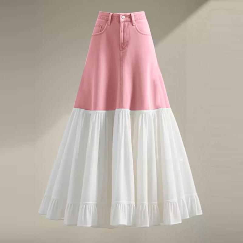 

VONDA Женские повседневные юбки А-силуэта с высокой талией 4XL розовый