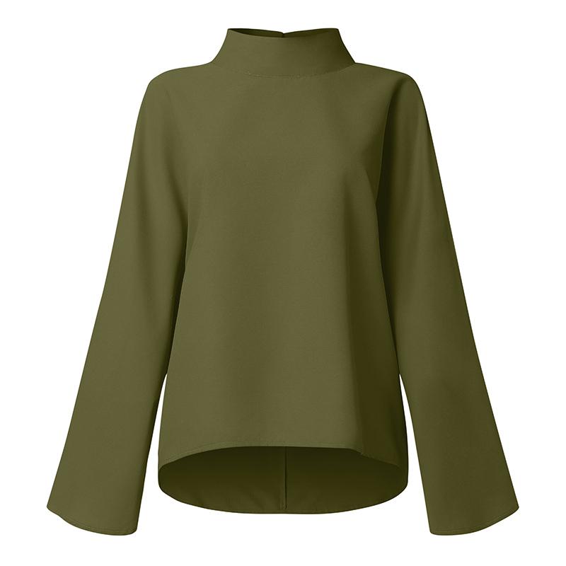 ZANZEA Women Stand Collar Loose Casual Long Sleeve Blouse