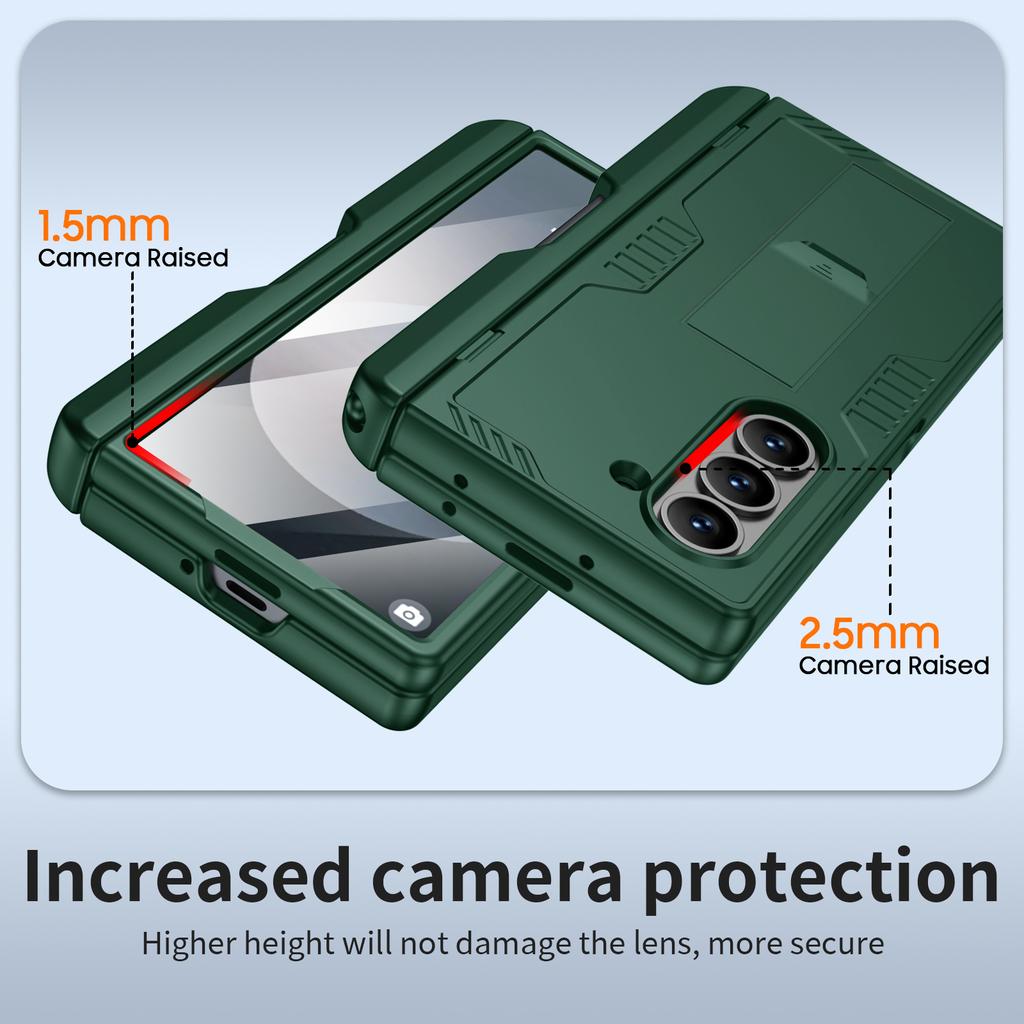 Custodia per Telefono Samsung Galaxy Z Fold 6 con Porta S Pen, Supporto Nascosto, Protezione Schermo, Custodia Protettiva Robusta Antiurto-Verde