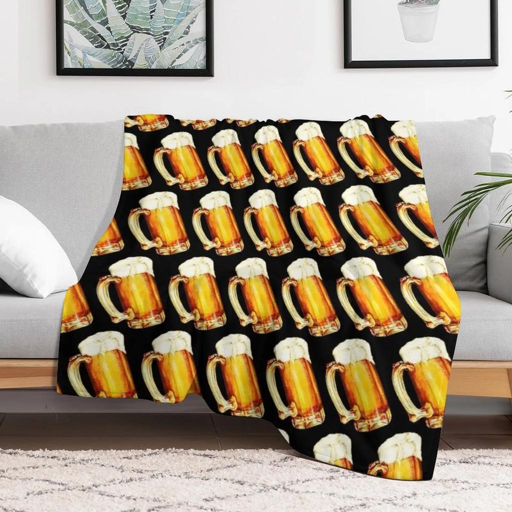 Bier Pattern Throw Blanket Multi Purpose Soft Warm Blanket for Home Travel