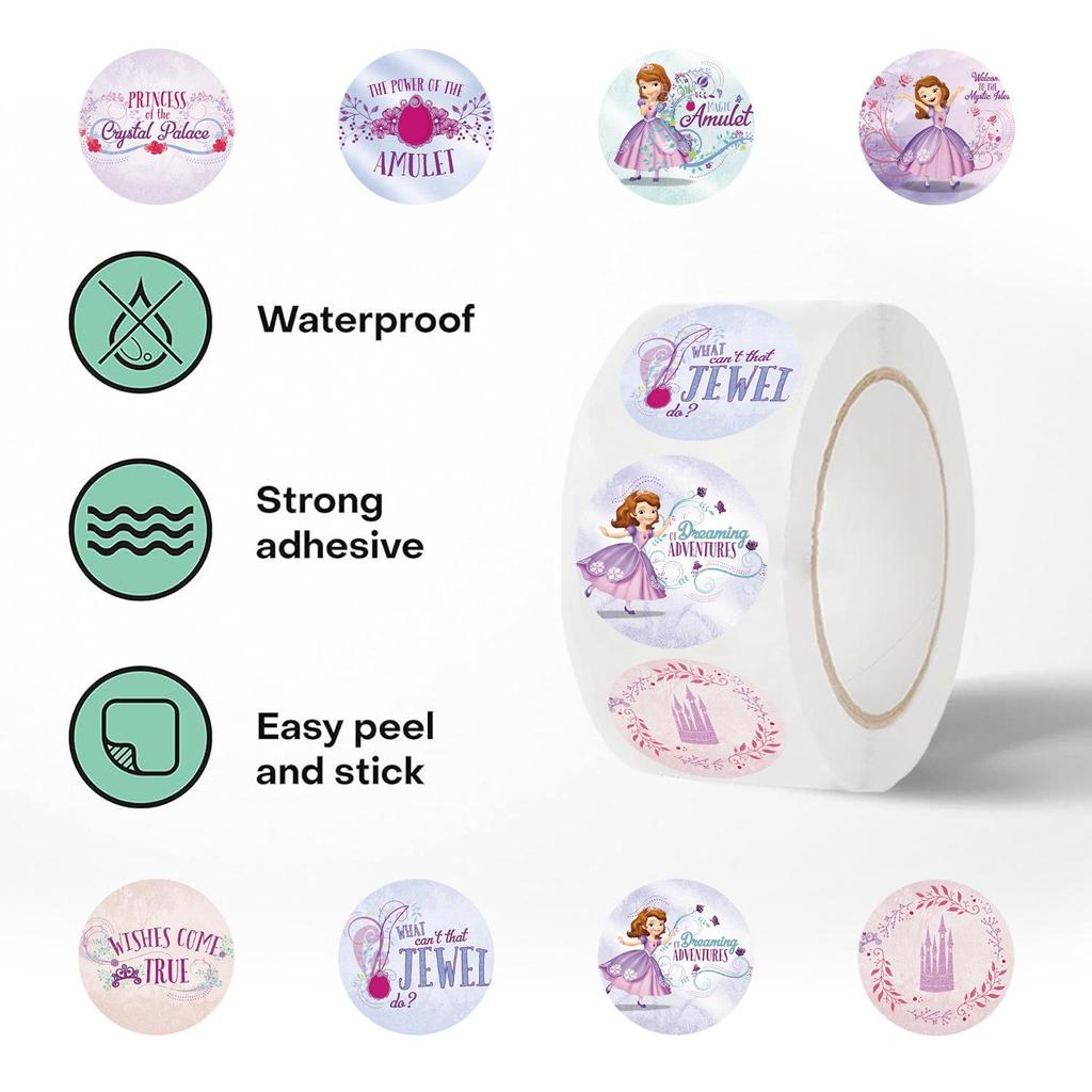 500 Sheets Little Princess Sofia Waterproof Cartoon Sealing Stickers