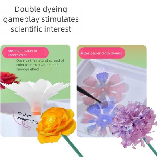 2 Pcs Magic Petal Flower Kit DIY Dyed Paper Flower Bouquet Craft for Kids Adults 3D Artificial Blooms with Colorful Petals